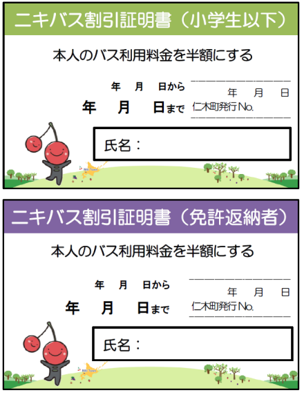 ニキバス割引証明書のイメージ